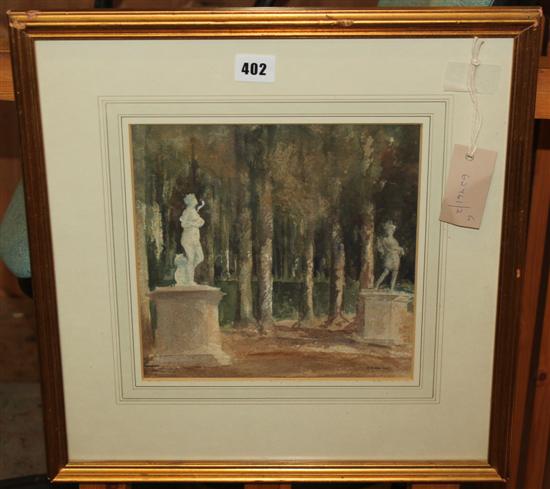 Francis R. Flint, Garden at Versailles, signed, watercolour